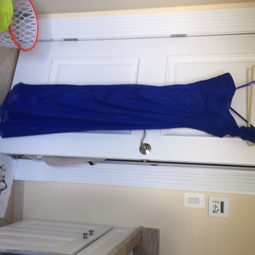Blue off shoulder gown by aqua dress size 6